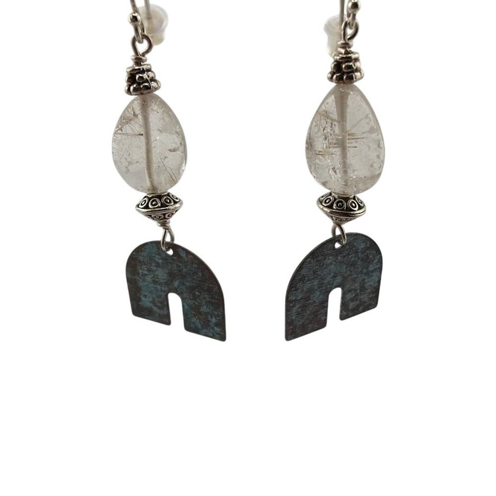New Handcrafted Artisan Rutilated Quartz Dangle Earrings